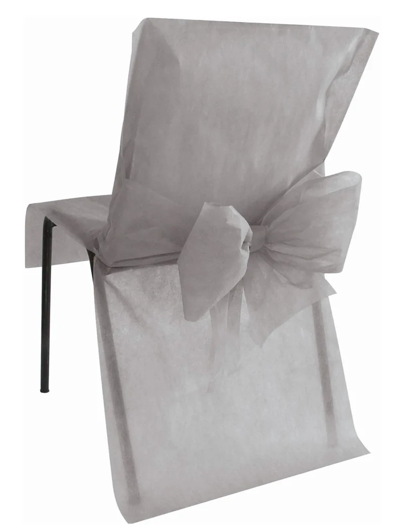 10 Premium-Stuhlhussen grau 50 x 95 cm aus Vliesstoff