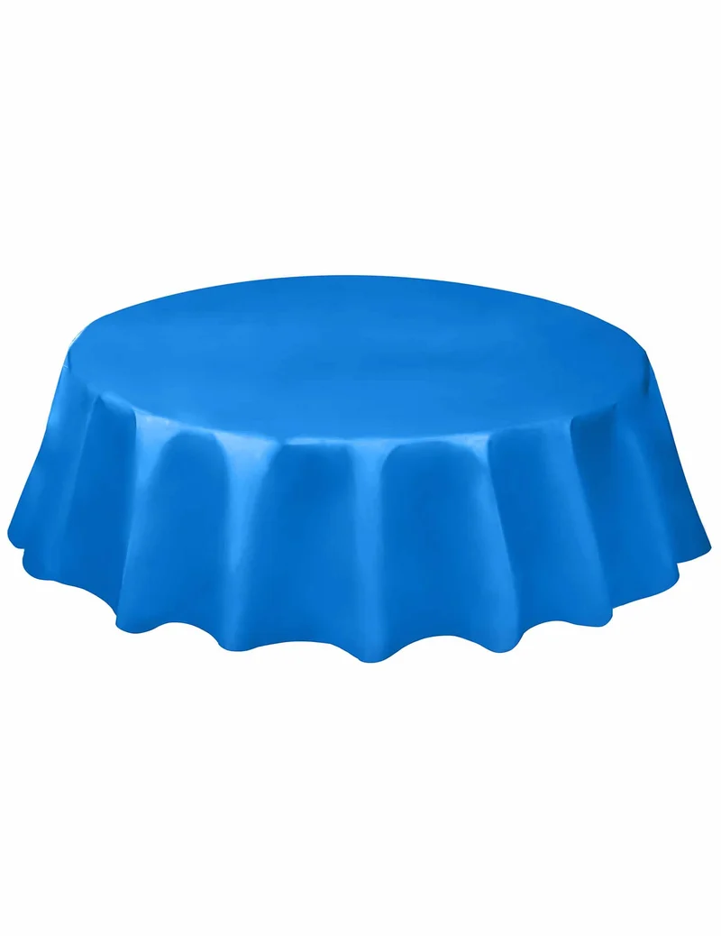 Königsblaue runde Einweg-Plastiktischdecke 213 cm