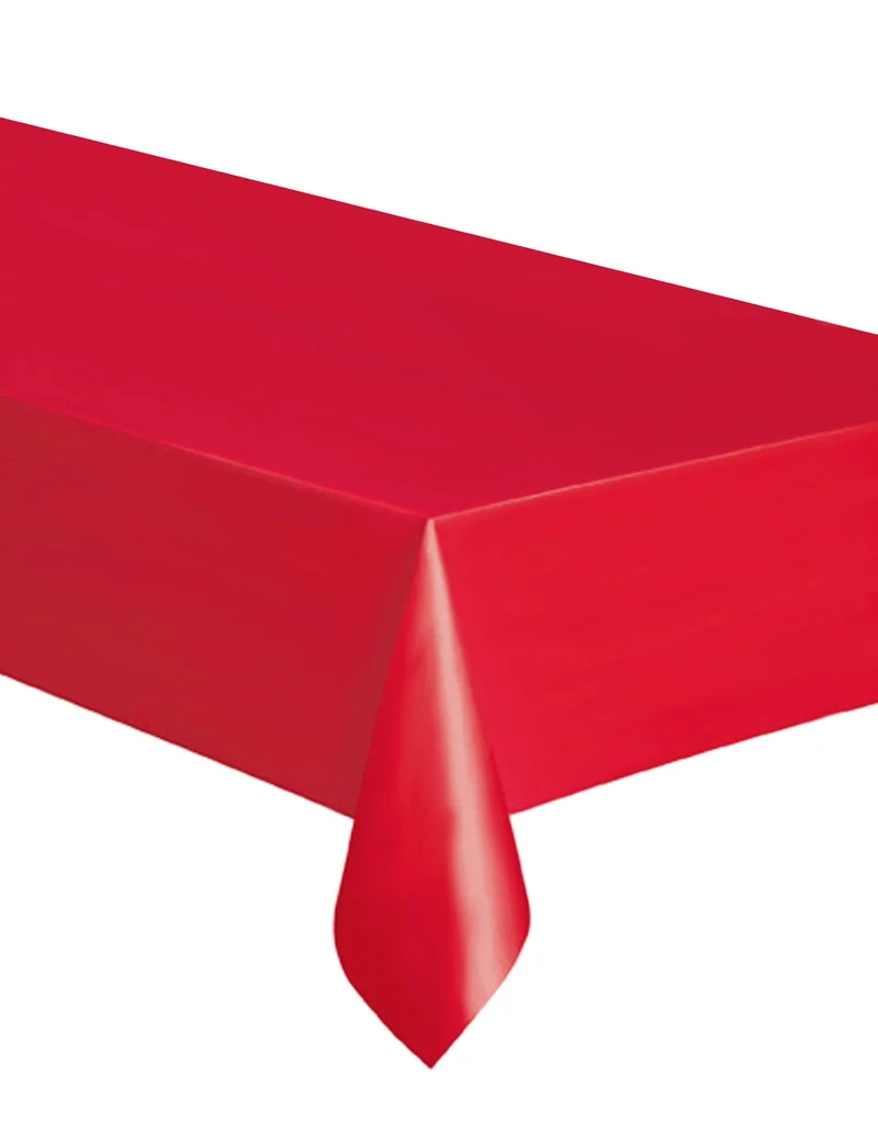 Rote rechteckige Plastiktischdecke 137 x 274 cm Einweg