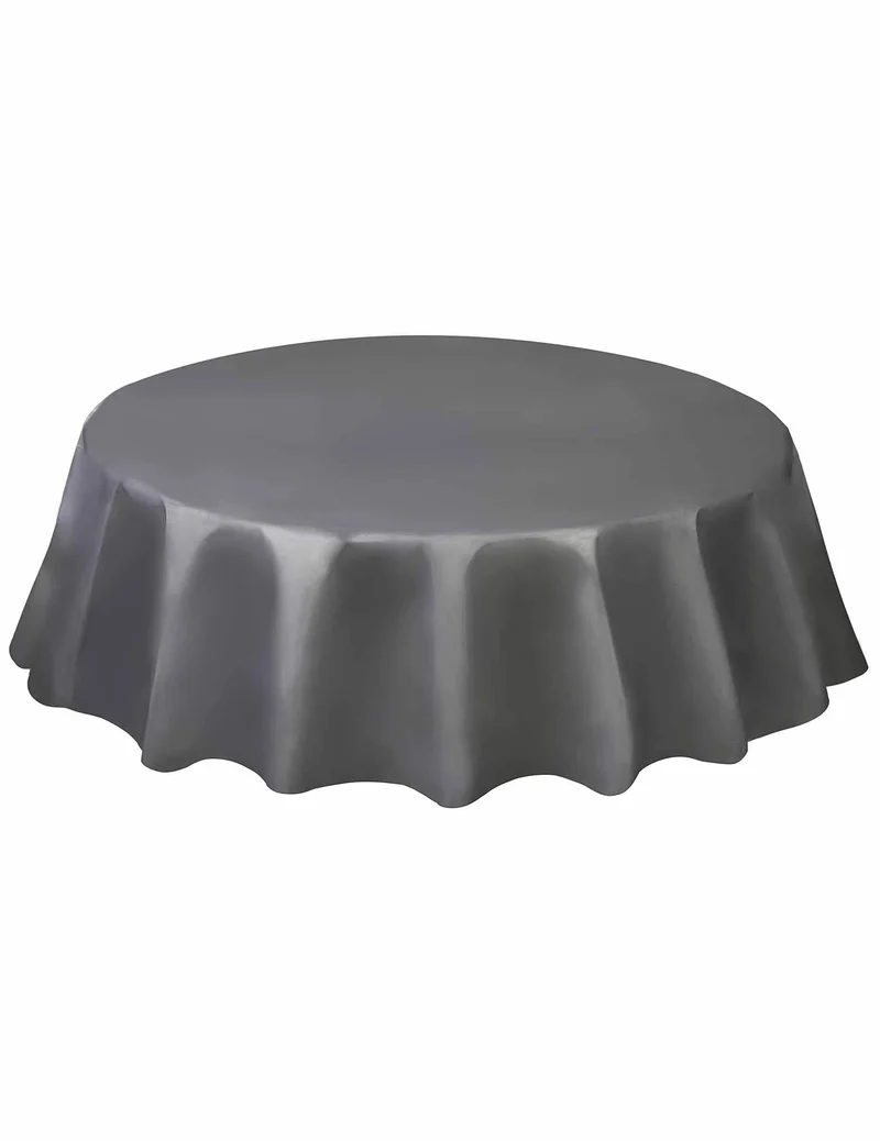 Runde silberne Plastiktischdecke 213 cm für Party