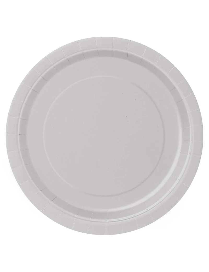 16 silberne Pappteller 23 cm, rund, festlich