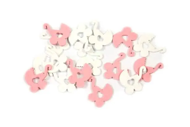 24 rosa Babykutschen Tischkonfetti 10 g für Taufe
