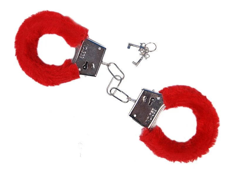Pelz Handschellen Rot