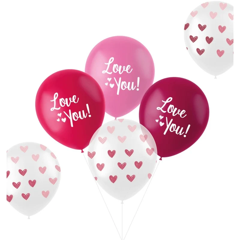 Rote rosa Luftballons Love You! 33cm 6Stück