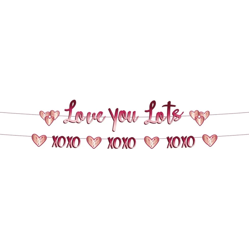 Rote rosa Buchstabengirlande Love You Lots 1.50m 2pcs