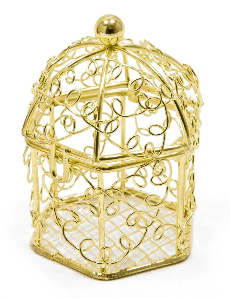 Mini goldener Metall-Vogelkäfig 5,5 x 4,5 cm für Hochzeit