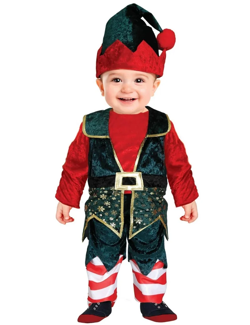 Weihnachtself Babykostüm rot-grün
