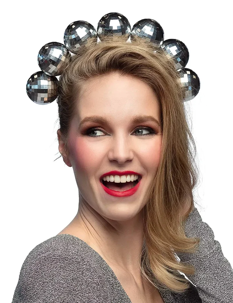 Silberner Disco Kugel Haarreif Damen
