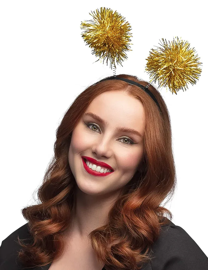 Goldenes Pompon-Stirnband für Erwachsene