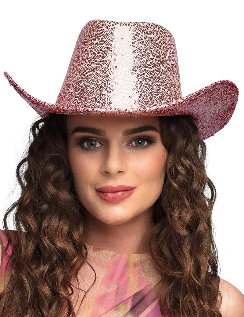 Hellrosa Pailettenhut für Damen