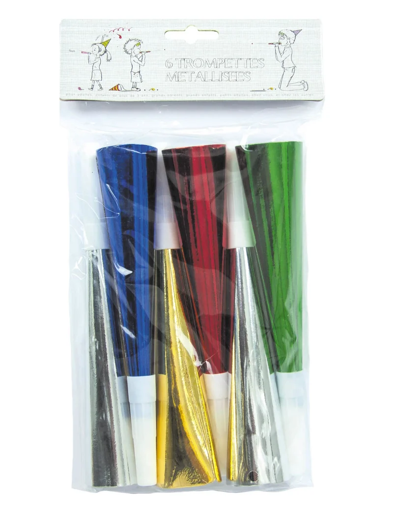 bunte metallic Trompeten 6 Stk.