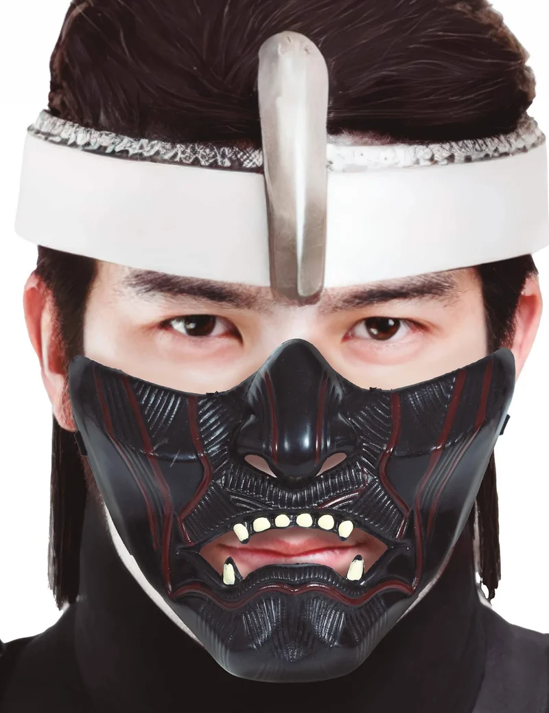 Ninja-Krieger-Halbmaske für Erwachsene schwarz