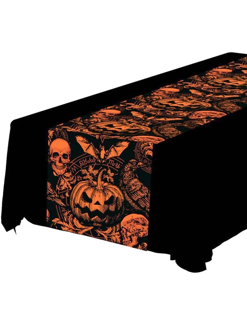 Gothic Kürbis Tischläufer schwarz/orange 275cm