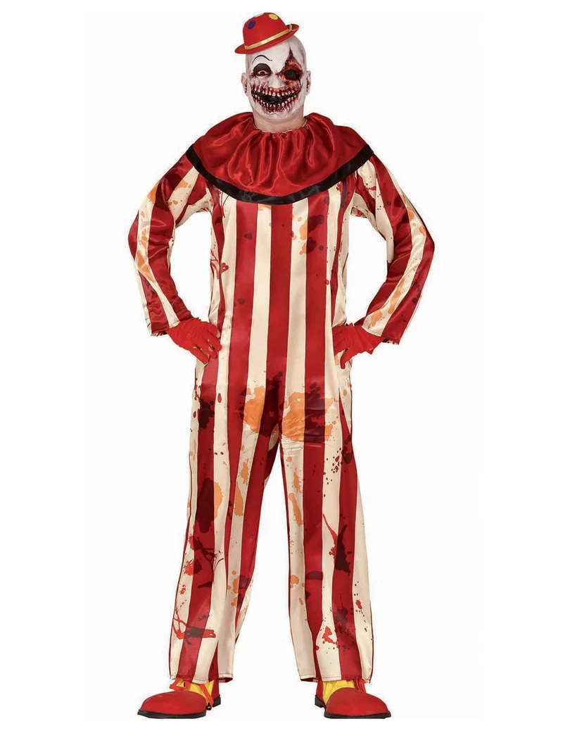 Rot-weißes Gruselclownkostüm für Teenager