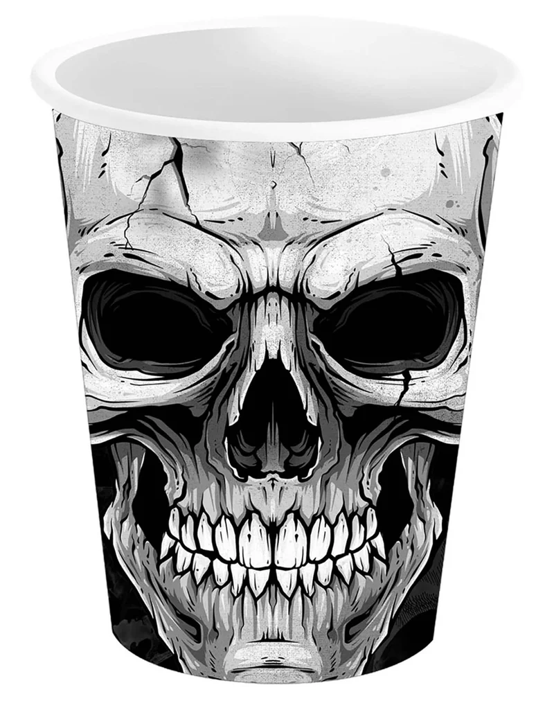 Totenkopfbecher grau-schwarz 240 ml