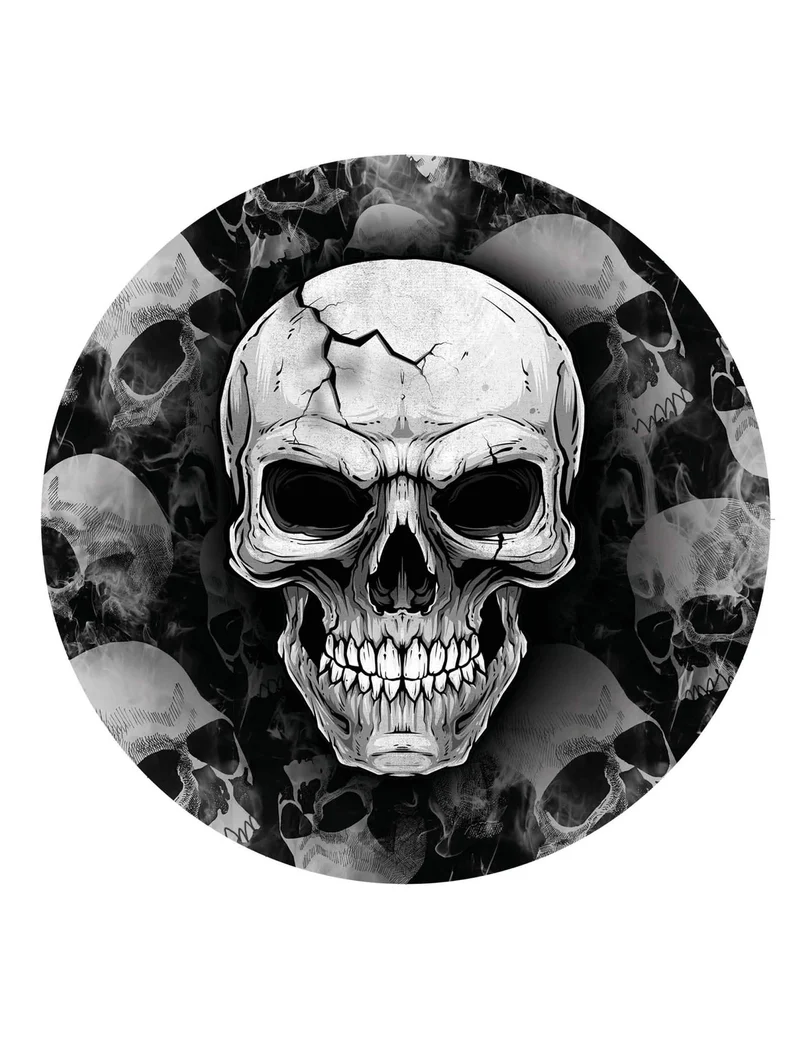 6 Totenkopfteller grau-schwarz 23 cm