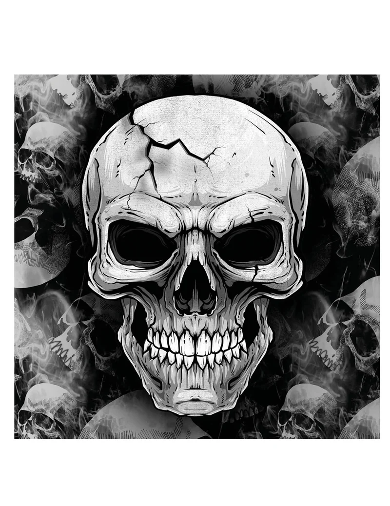 20 Totenkopf Servietten grau-schwarz 16 x 16 cm