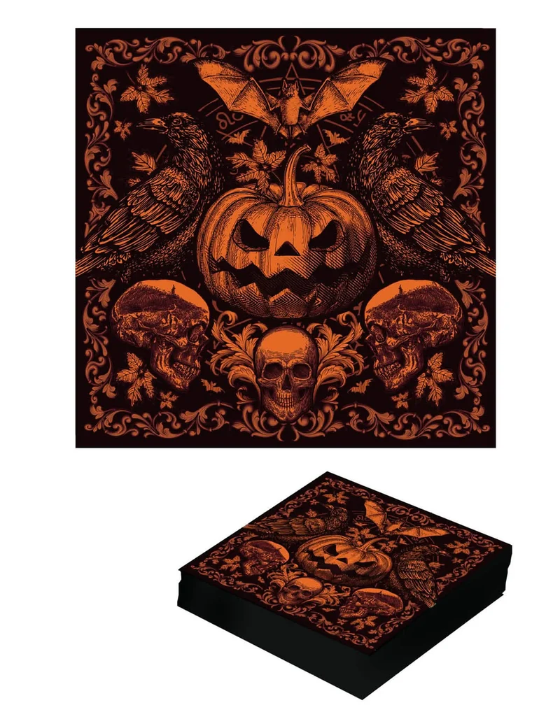 20 Gothic Kürbis Servietten 16 x 16 cm