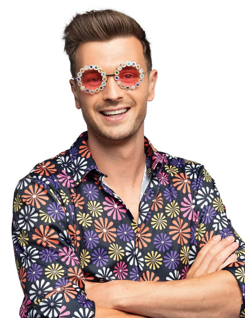 Runde Brille mit Strasssteinen für Erwachsene