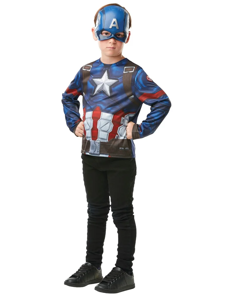 Captain America™ Top- und Masken Set, Kinder