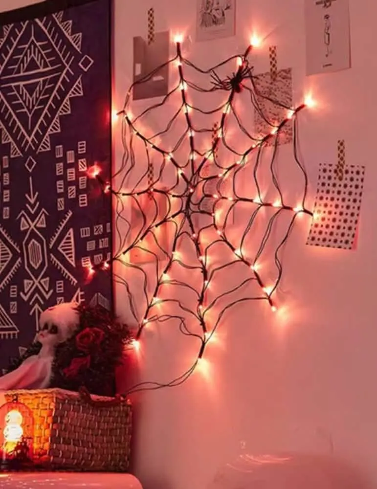 Spinnennetz mit LEDs 1m