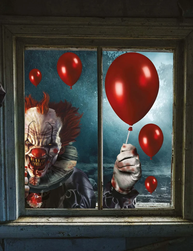 Fensterdeko Gruseliger Clown 30 x 40 cm