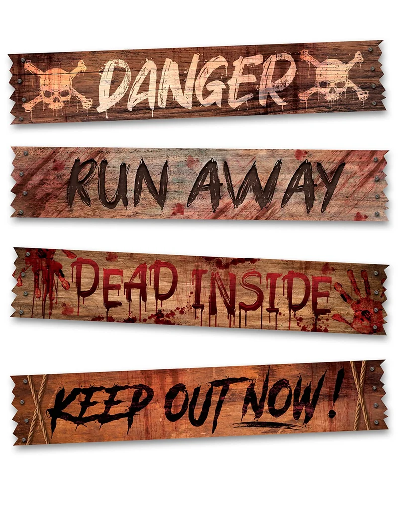 4 Zombie-Zone-Banner 70 x 13 cm