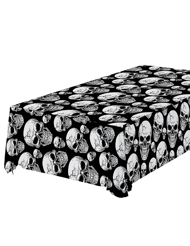 Tischdecke Totenkopf 137 x 274 cm schwarz