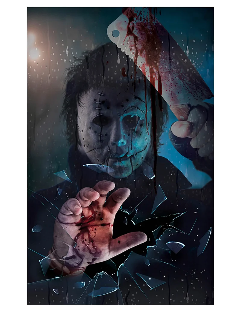 Blutiger Killer Fensterdeko 80 x 120 cm