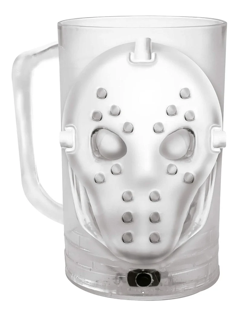 leuchtendes LED-Glas mit Maskenmotiv Halloween