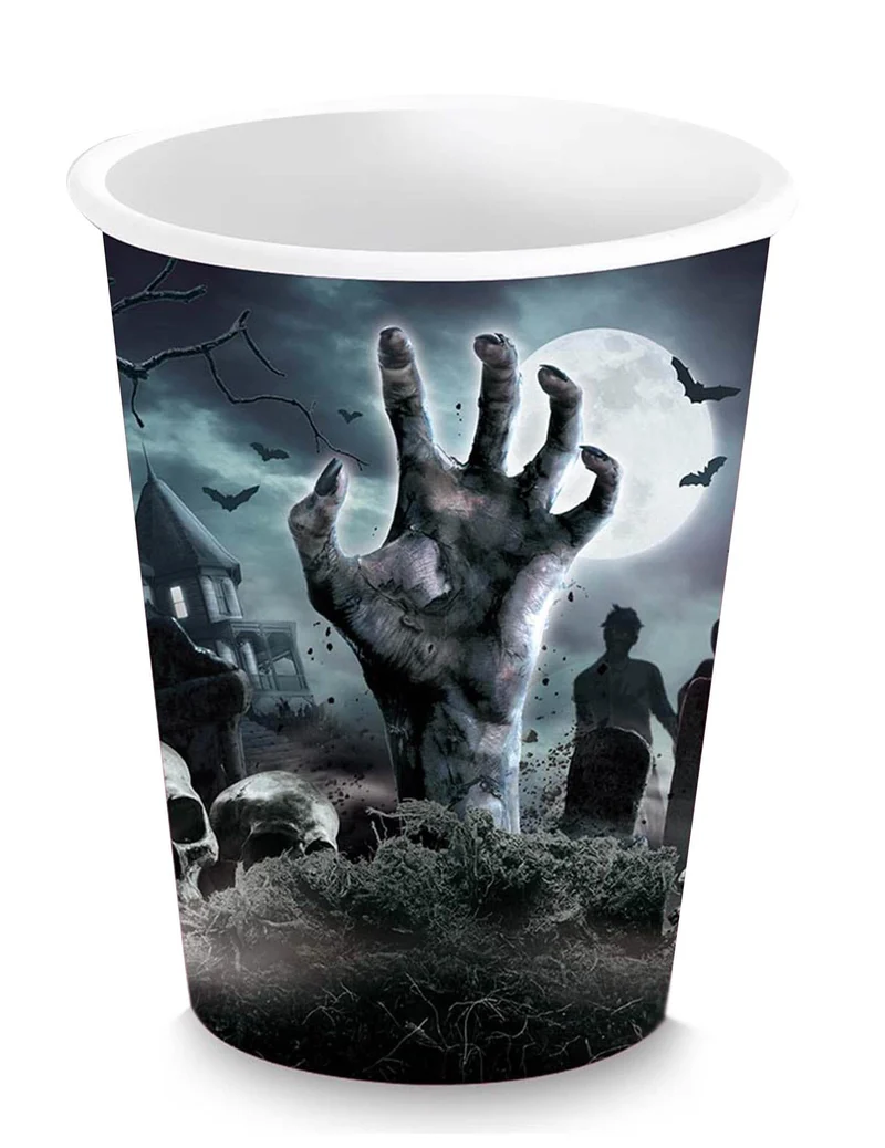 Gruselige Zombie Pappbecher 6 Stk