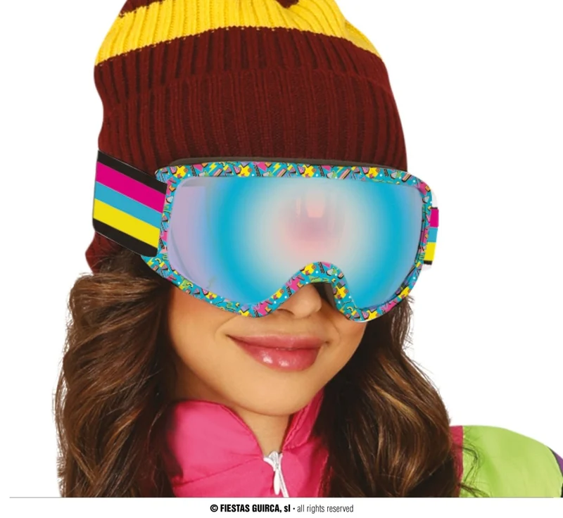 Neon 80S Skibrille Gelb Blau Rosa