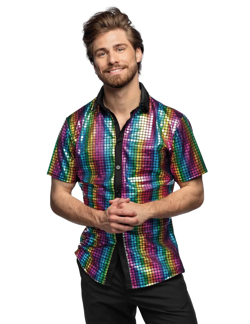 Regenbogen-Disco-Disco-Ball-Shirt für Herren