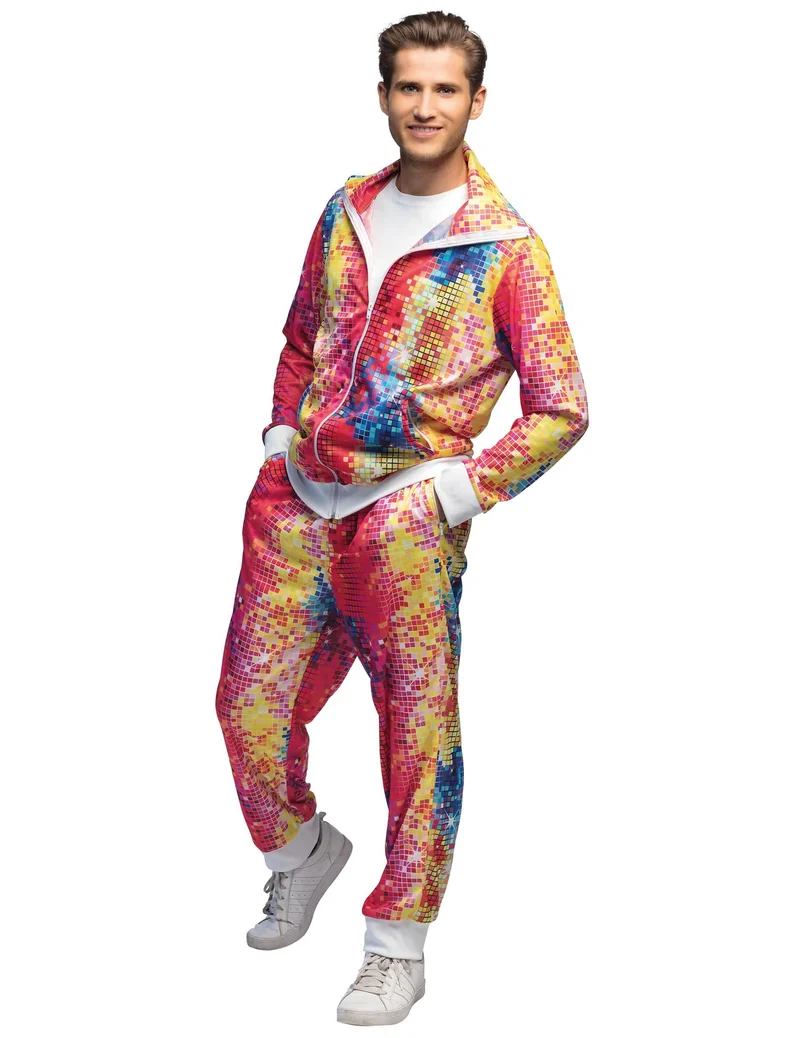 Buntes Disco-Trainingsanzug-Kostüm für Herren