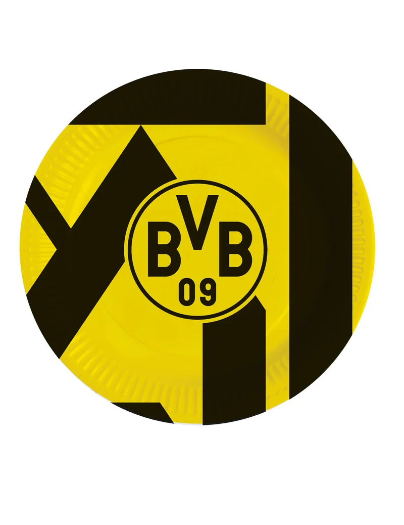 8 Pappteller Borussia Dortmund 23 cm Fussball Bundesliga Gelb