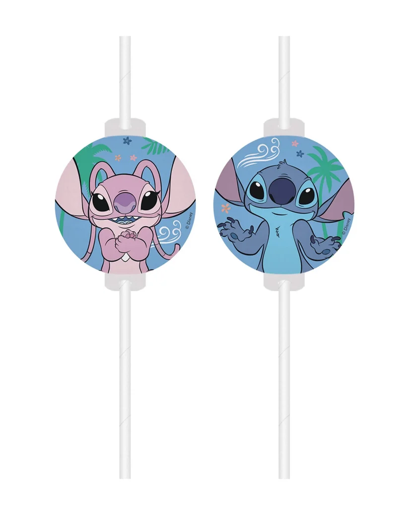 4 Strohhalme mit Stitch™-Papiermedaillon