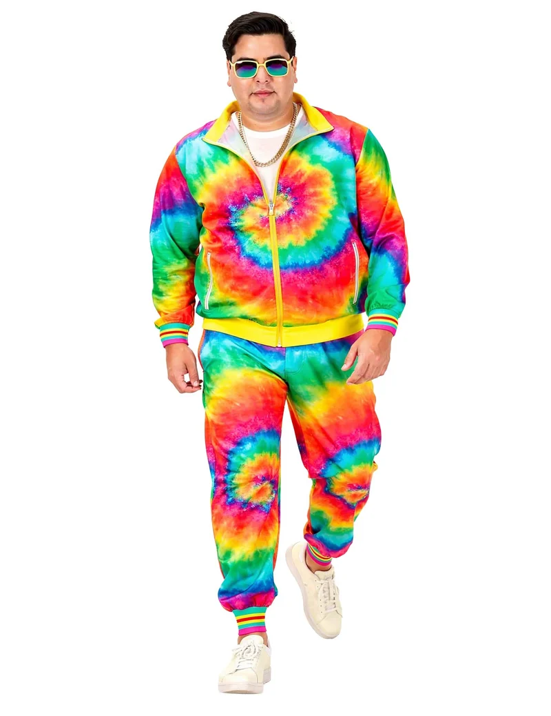 Großer neonfarbener Tie-and-Dye-Trainingsanzug für Erwachsene