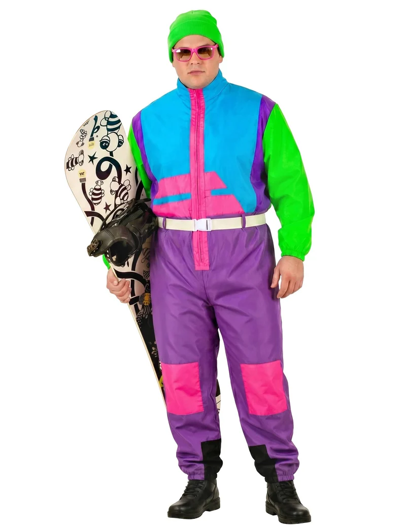 Kostüm fluoreszierender Snowboarder Plus Size Herren