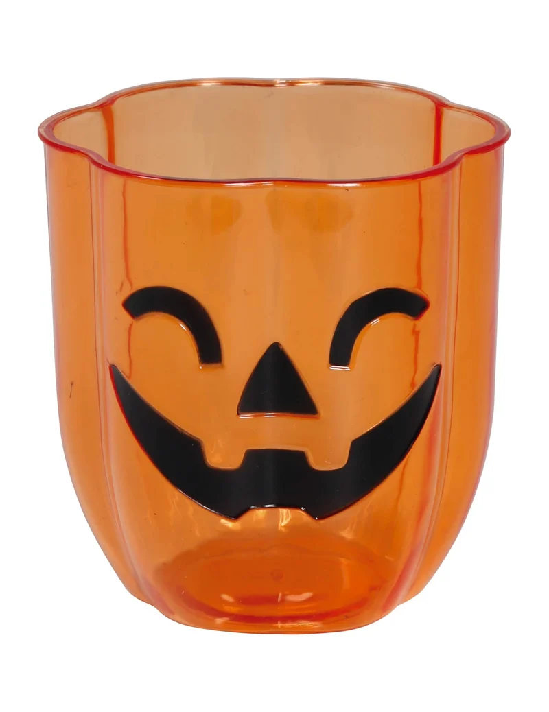 Kürbis Becher Kunststoff Partygeschirr orange 10 cm