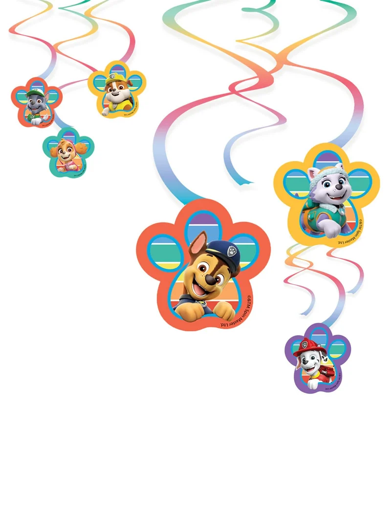 6 Paw Patrol™ Papierspiralen 60 cm