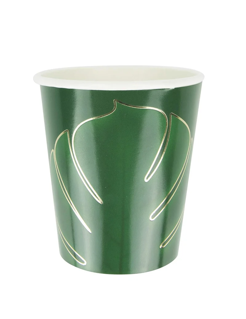 8 Becher mit Tropenblatt 200 ml