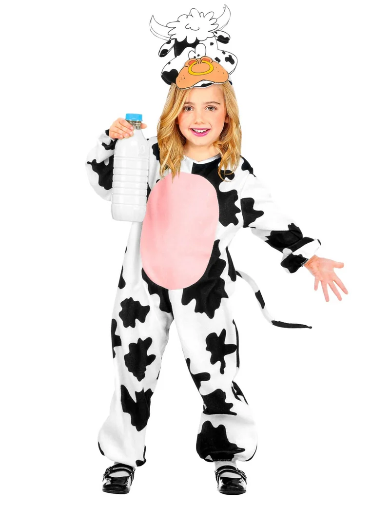 Kuhkostüm für Kinder Overall schwarz-weiss