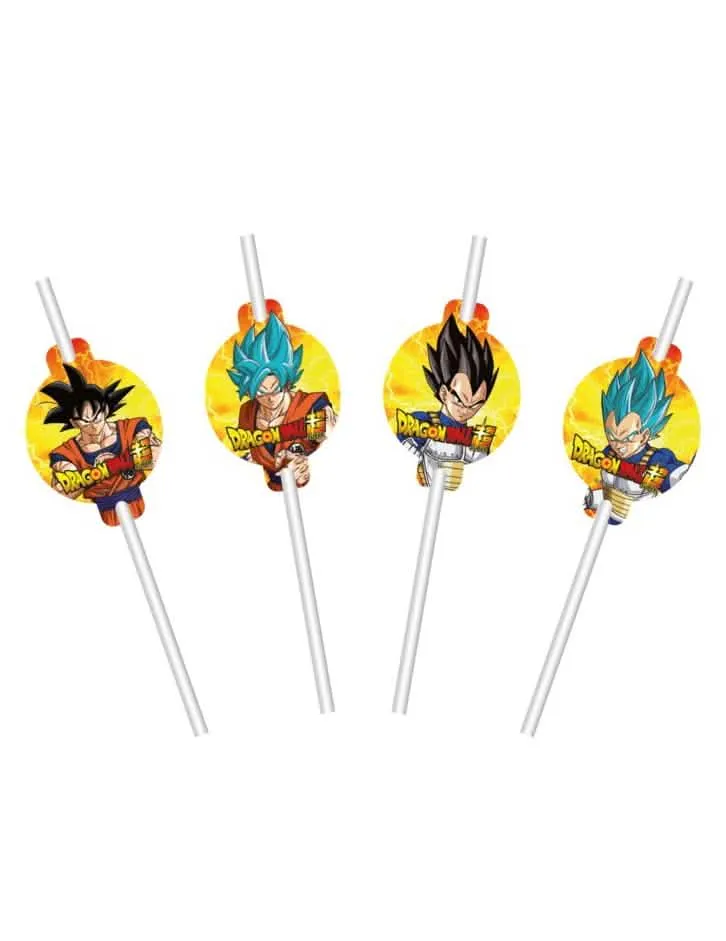 8 Papierstrohhalme mit Dragon Ball Z™-Medaillons