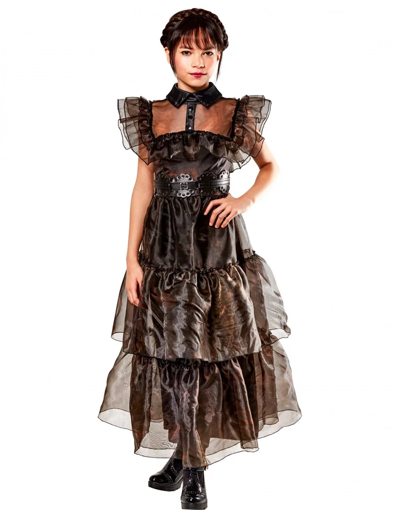 Wednesday Addams™ Kostüm für Kinder Ballkleid schwarz