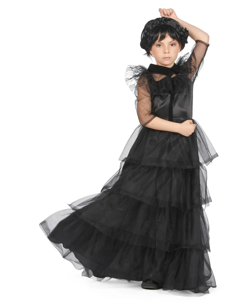Gothic Ballkleid Kostüm für Mädchen schwarz