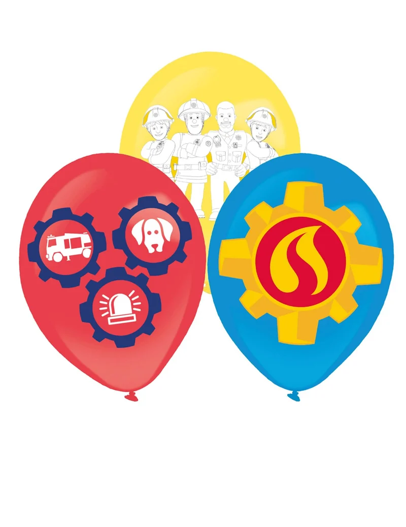 6 Fireman Sam™ Latexballons 27,5 cm