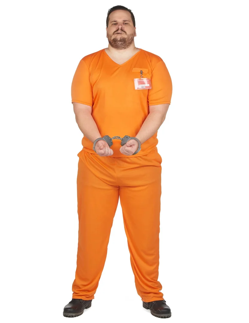 Gefangener Kostüm für Herren in großer Größe orange