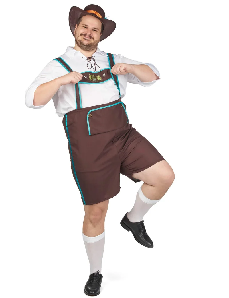 Lederhose Kostüm für Herren Plus Size Bayer braun