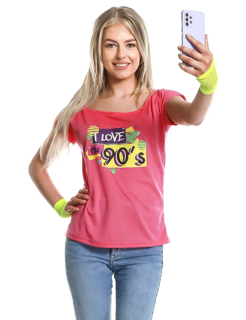 T-Shirt I love the 90s Damen Rosa