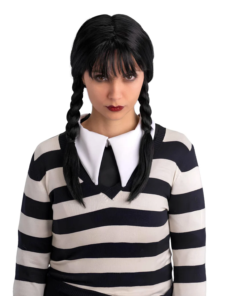 Schwarze Zopfperücke für Frauen Erwachsene Gothic